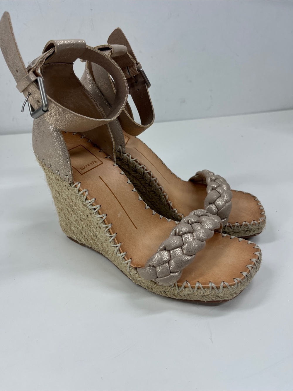 NEW Dolce Vita Nilton Espadrille Heels in Rose Gold Size 6.5